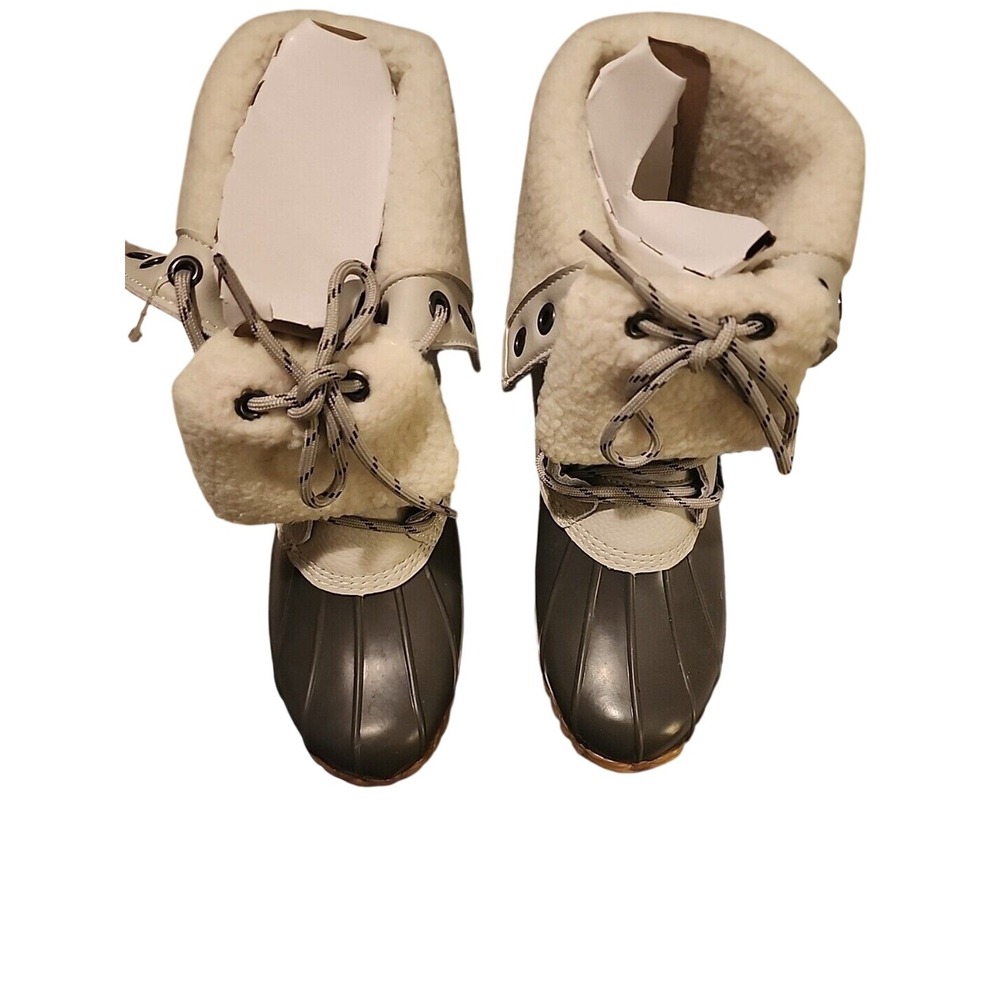 Duck Boots Waterproof Winter Snow Boots Lace Up‎ Steel Shank Gray Size 6
